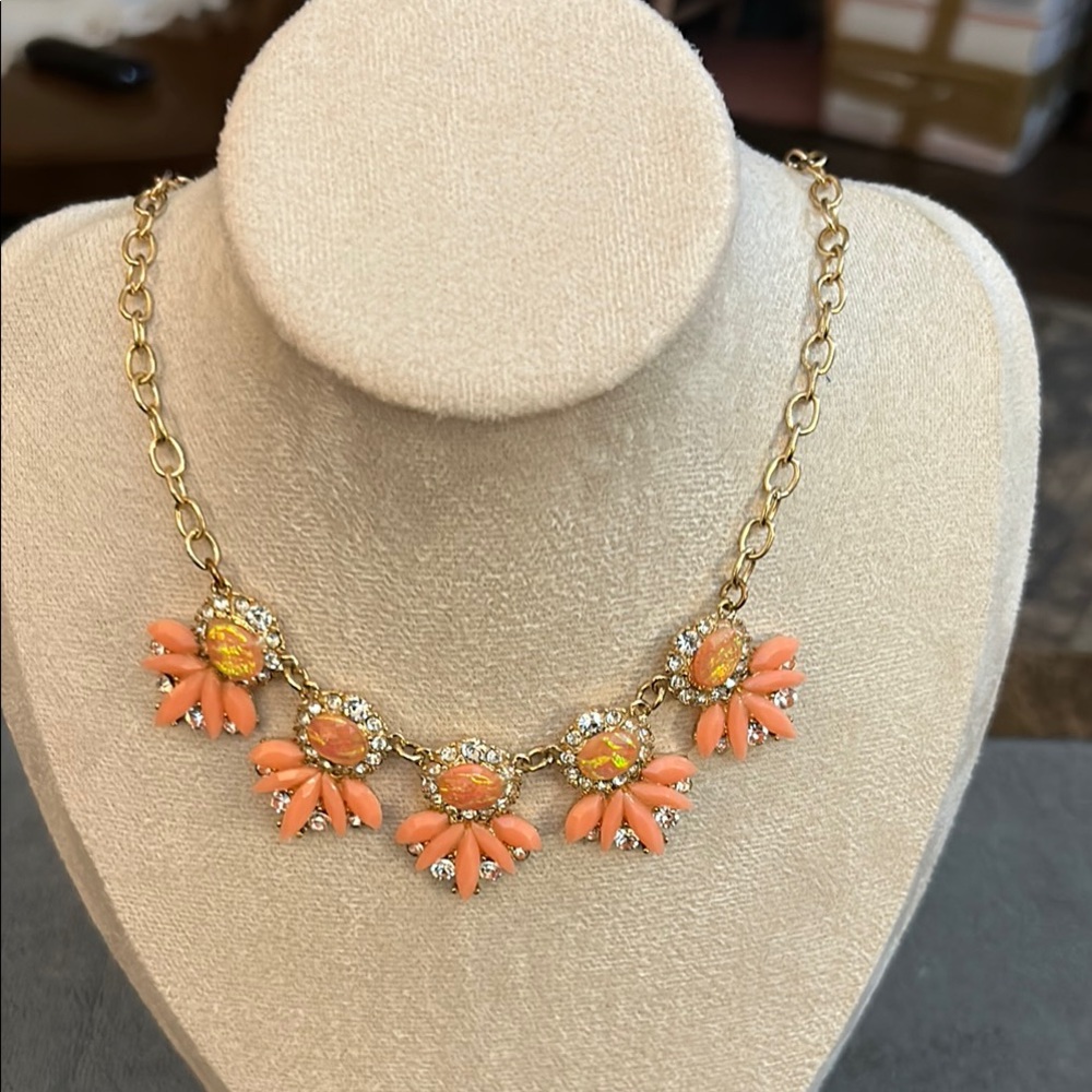 Gold and Orange Floral Necklace